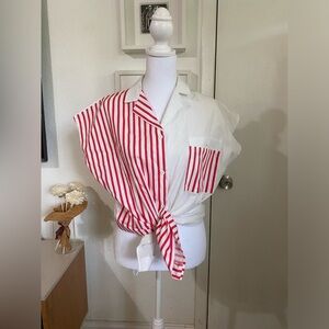 Vintage Striped Button Down with Graphic on Back